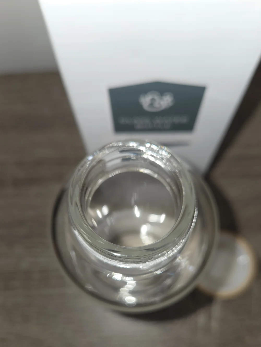 New Archer & Olive Glass Water Bottle Stationery Drinking Logo Wooden Cap.